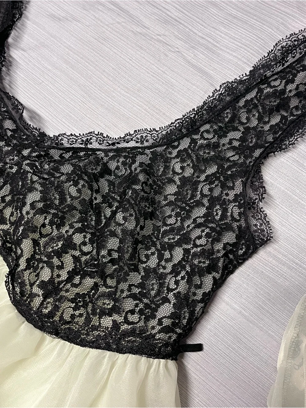Vintage 1970s Penny Rich Creations Babydoll Chemise Panty Set M Green Black Lace